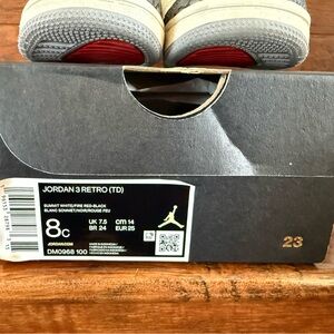 Jordan 3 Retro TD Summit White Red Black